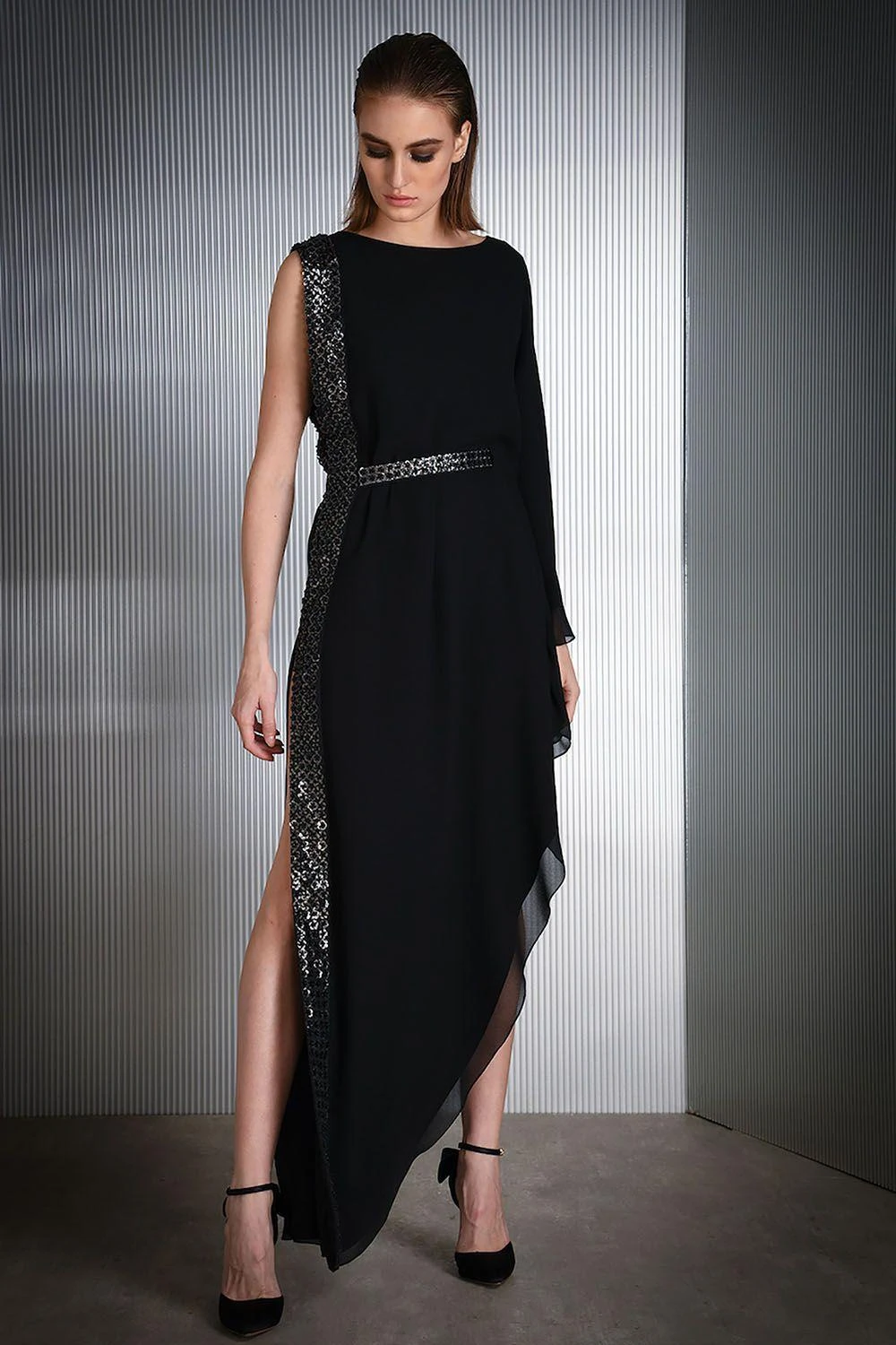 Rohit Gandhi + Rahul Khanna Asymmetric Dress With Crystal Embroidery 3 Rohit Gandhi + Rahul Khanna Asymmetric Dress With Crystal Embroidery