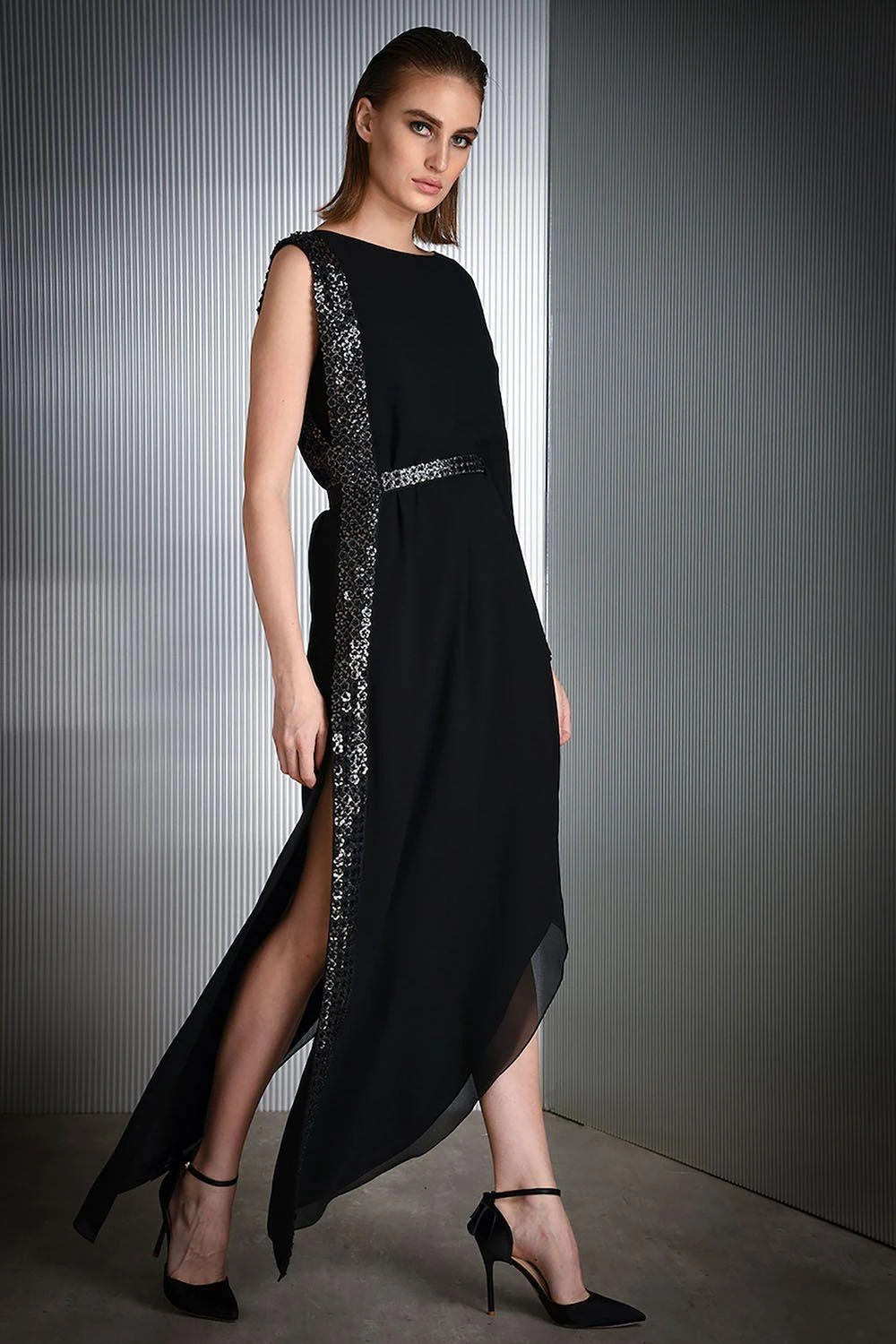 Rohit Gandhi + Rahul Khanna Asymmetric Dress With Crystal Embroidery 4 Rohit Gandhi + Rahul Khanna Asymmetric Dress With Crystal Embroidery - Image 2