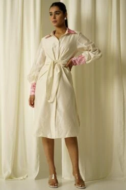 Sakshi Khetterpal Ivory Embellished Tie-up Dress