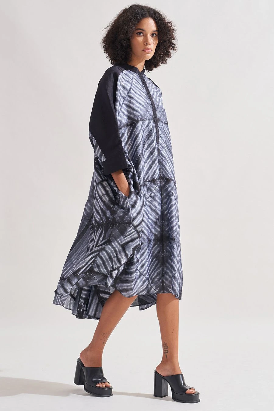Amrich Black Shibori Handcrafted Jane Dress 6 Amrich Black Shibori Handcrafted Jane Dress - Image 4