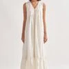 Amrich White Riki Pleated Maxi Dress