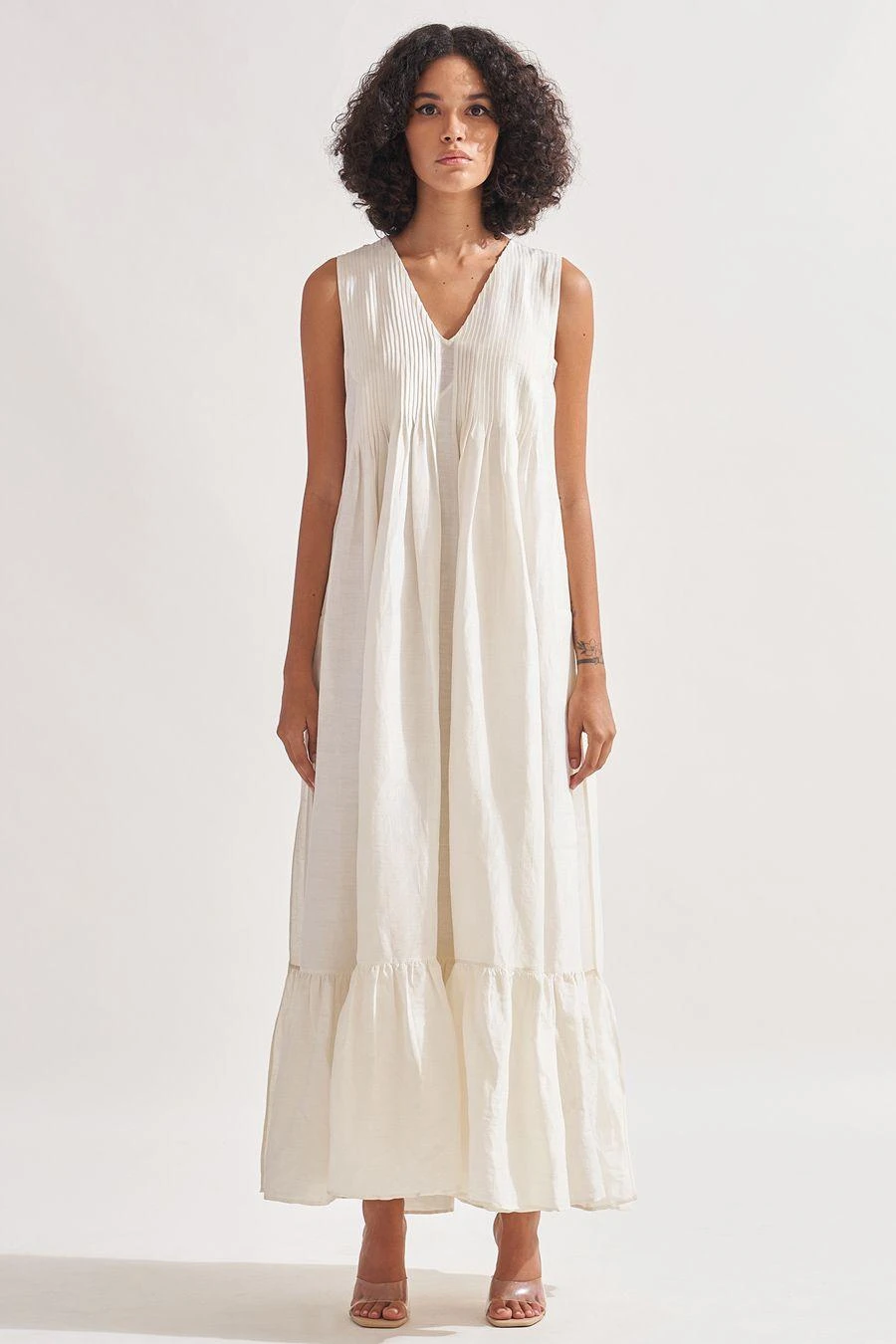 Amrich White Riki Pleated Maxi Dress 3 Amrich White Riki Pleated Maxi Dress