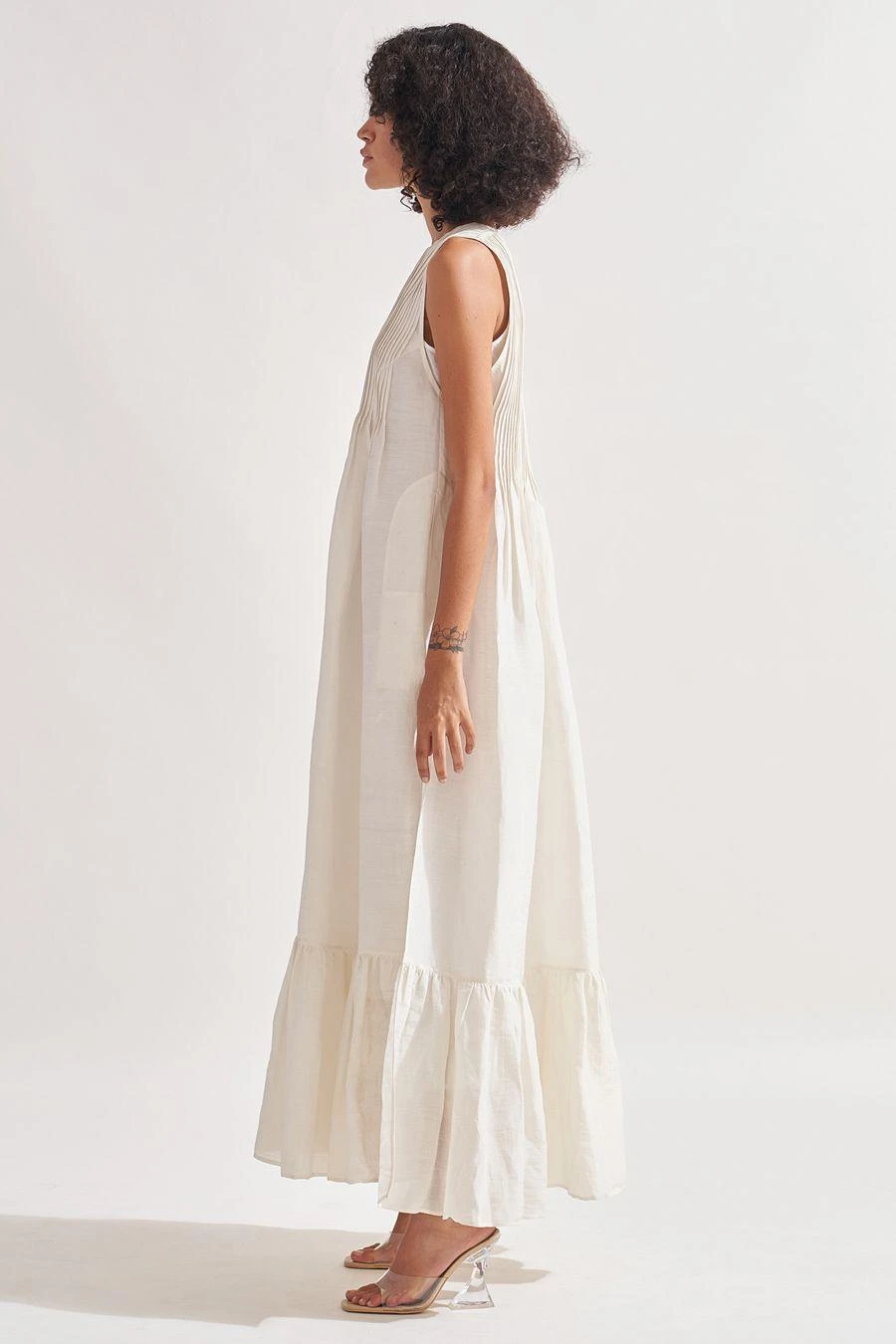 Amrich White Riki Pleated Maxi Dress 4 Amrich White Riki Pleated Maxi Dress - Image 2