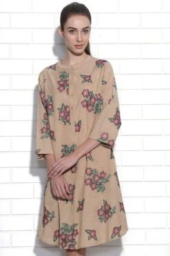Umbar Beige Floral Embroidered Tunic Dress -Echoo Clothing Shop 08um 08 3