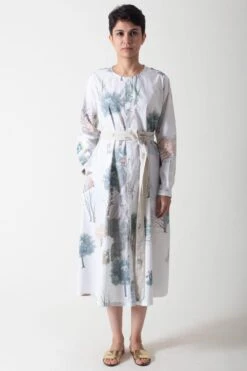 SUKETDHIR White Printed Poplin Shirt Dress