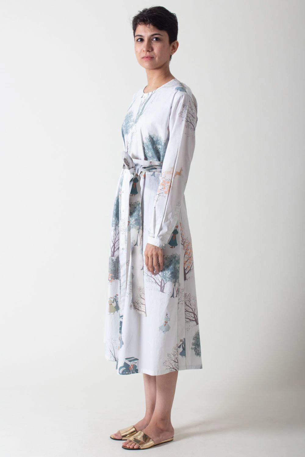 SUKETDHIR White Printed Poplin Shirt Dress 4 SUKETDHIR White Printed Poplin Shirt Dress - Image 2