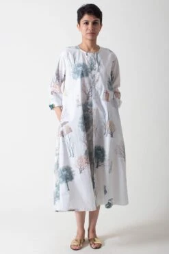 SUKETDHIR White Printed Poplin Shirt Dress 9 SUKETDHIR White Printed Poplin Shirt Dress -Echoo Clothing Shop 101sd34 3