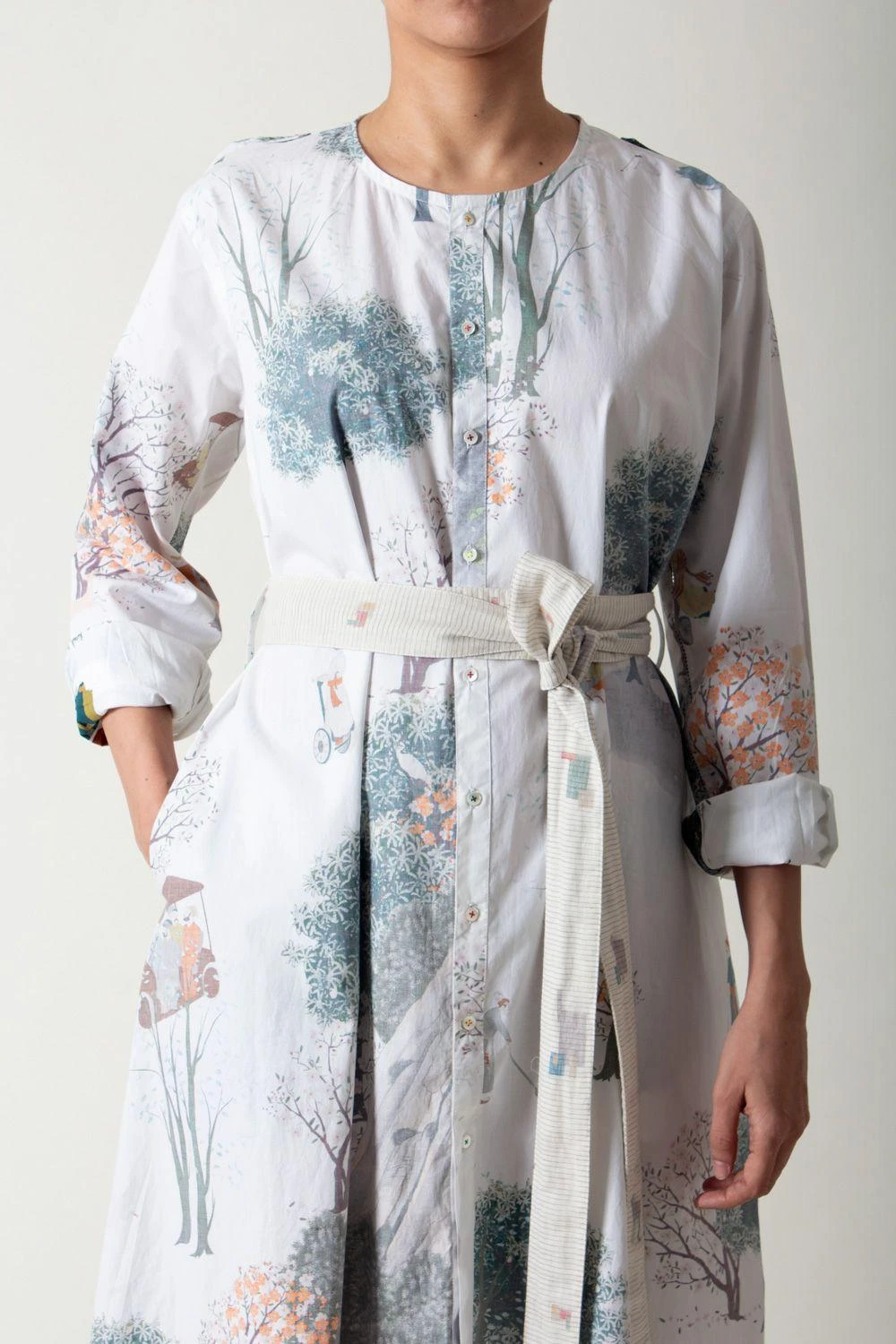 SUKETDHIR White Printed Poplin Shirt Dress 6 SUKETDHIR White Printed Poplin Shirt Dress - Image 4