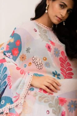 Varun Bahl Pret Multicoloured Amoeba Printed Ruffle Cape Dress -Echoo Clothing Shop 111vb21 3