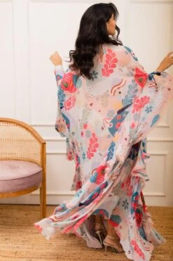 Varun Bahl Pret Multicoloured Amoeba Printed Ruffle Cape Dress -Echoo Clothing Shop 111vb21 5