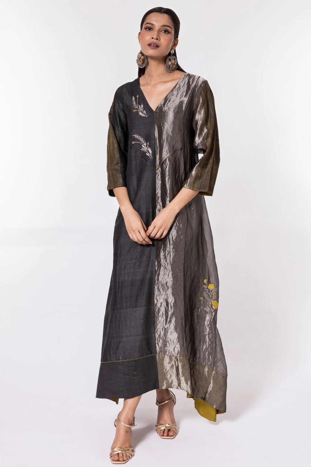 Bodhi Tree Charcoal Half & Half Kaftan Dress 3 Bodhi Tree Charcoal Half & Half Kaftan Dress