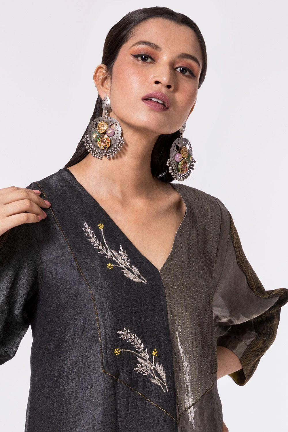 Bodhi Tree Charcoal Half & Half Kaftan Dress 6 Bodhi Tree Charcoal Half & Half Kaftan Dress - Image 4