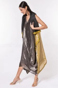 Bodhi Tree Silk Zari Cowl Drape Dress With Jacket 9 Bodhi Tree Silk Zari Cowl Drape Dress With Jacket -Echoo Clothing Shop 124bt9 3