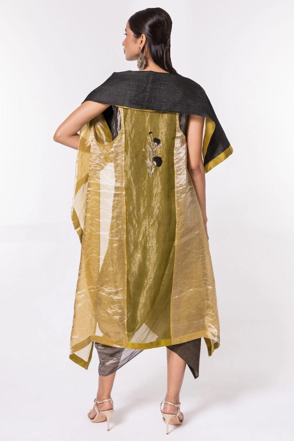Bodhi Tree Silk Zari Cowl Drape Dress With Jacket 7 Bodhi Tree Silk Zari Cowl Drape Dress With Jacket - Image 5