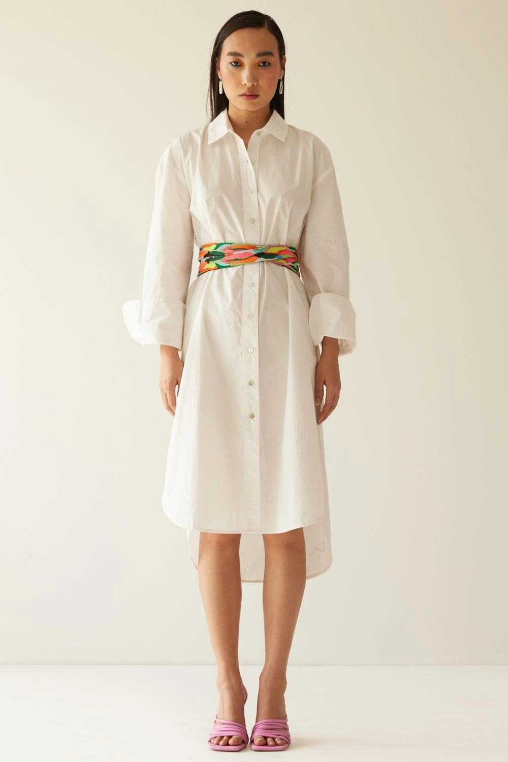 Mini Sondhi Off White Embellished Shirt Dress 3 Mini Sondhi Off White Embellished Shirt Dress