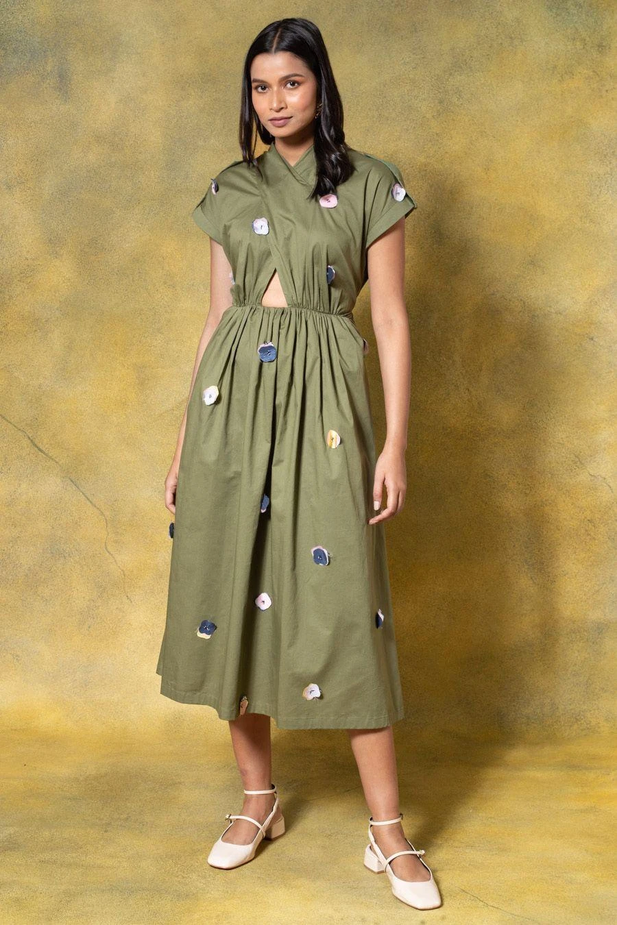 GRAINE Olive Green Cutout Dress 3 GRAINE Olive Green Cutout Dress