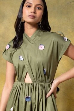 GRAINE Olive Green Cutout Dress 10 GRAINE Olive Green Cutout Dress -Echoo Clothing Shop 1304gra01 4