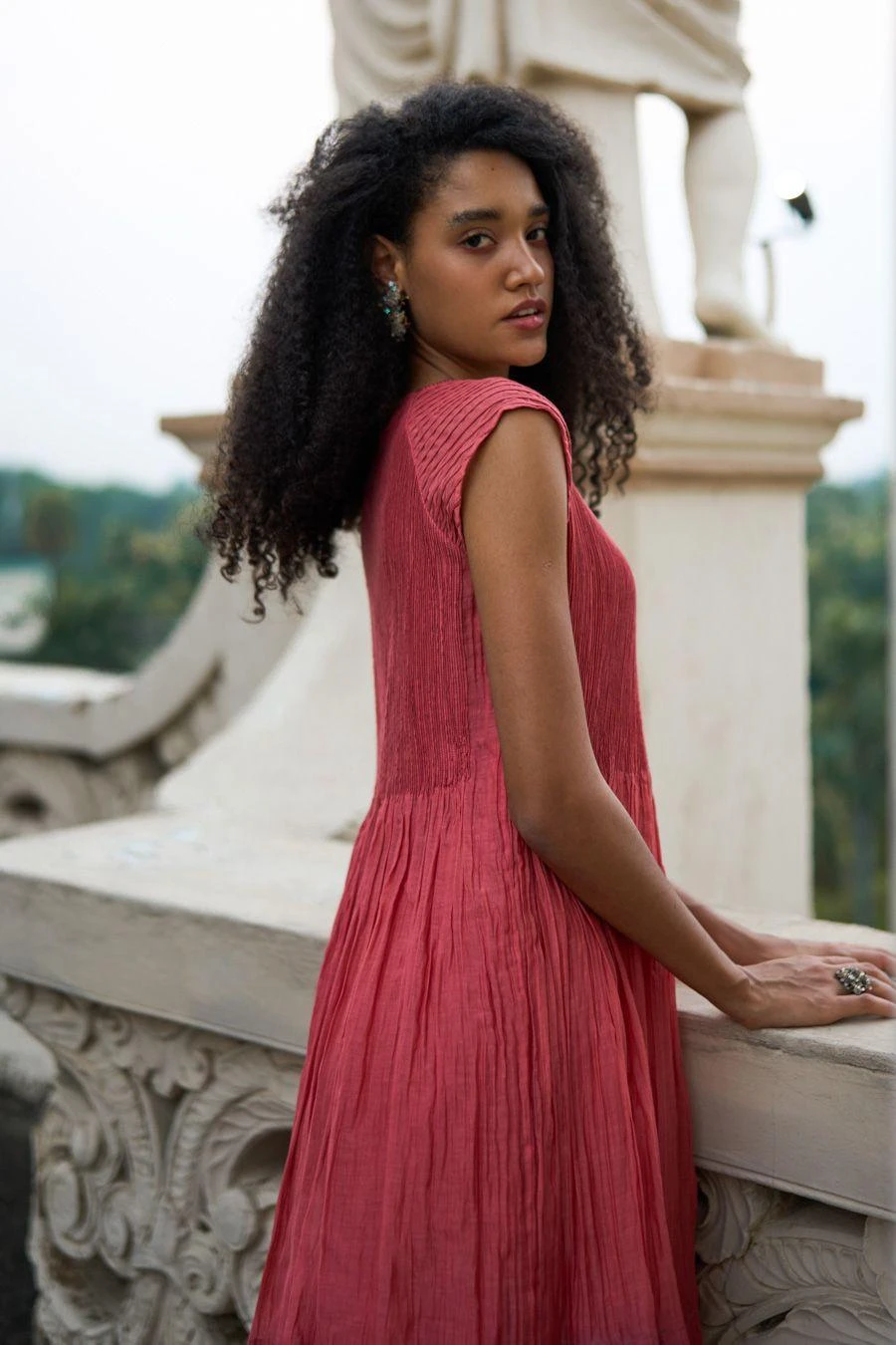 Swatti Kapoor Quartz Pink Layered Dress With Coral Culottes 5 Swatti Kapoor Quartz Pink Layered Dress With Coral Culottes - Image 3