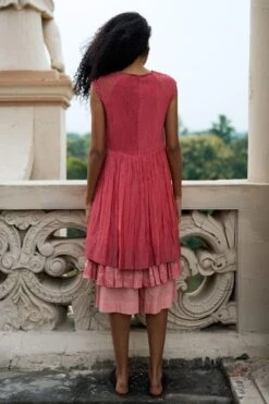 Swatti Kapoor Quartz Pink Layered Dress With Coral Culottes 11 Swatti Kapoor Quartz Pink Layered Dress With Coral Culottes -Echoo Clothing Shop 131sk15 5