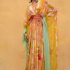 CAPISVIRLEO Multicoloured Chiffon Kaftan Dress -Echoo Clothing Shop 132cp12 1