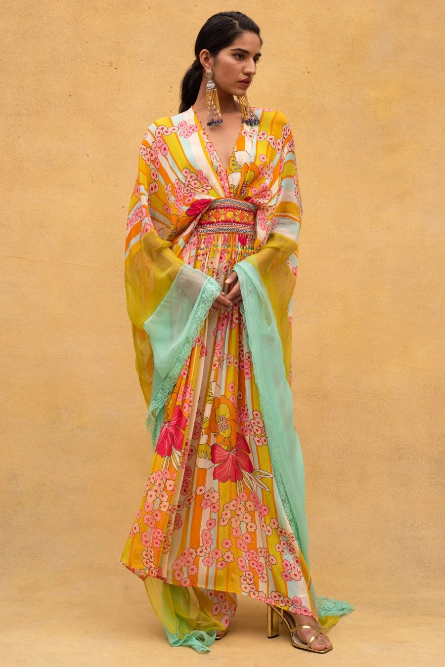 CAPISVIRLEO Multicoloured Chiffon Kaftan Dress 4 CAPISVIRLEO Multicoloured Chiffon Kaftan Dress - Image 2