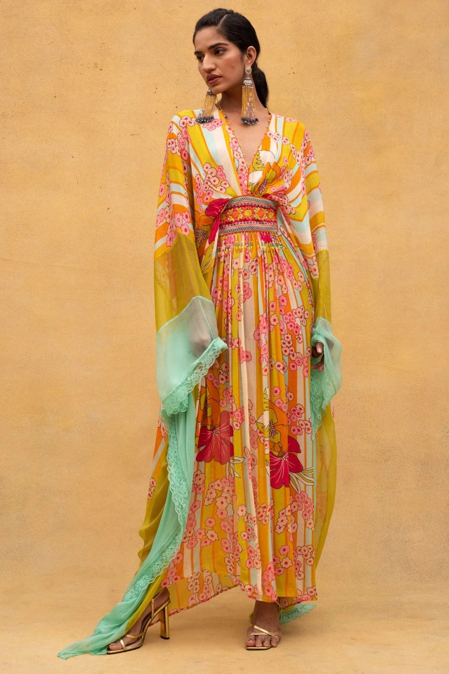 CAPISVIRLEO Multicoloured Chiffon Kaftan Dress 5 CAPISVIRLEO Multicoloured Chiffon Kaftan Dress - Image 3