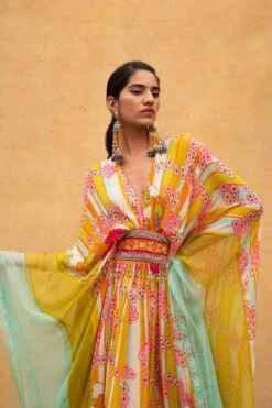 CAPISVIRLEO Multicoloured Chiffon Kaftan Dress 10 CAPISVIRLEO Multicoloured Chiffon Kaftan Dress -Echoo Clothing Shop 132cp12 4