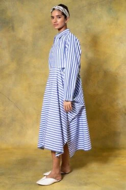 SavioJon Blue Striped Cutout Dress 9 SavioJon Blue Striped Cutout Dress -Echoo Clothing Shop 13423sj9 3