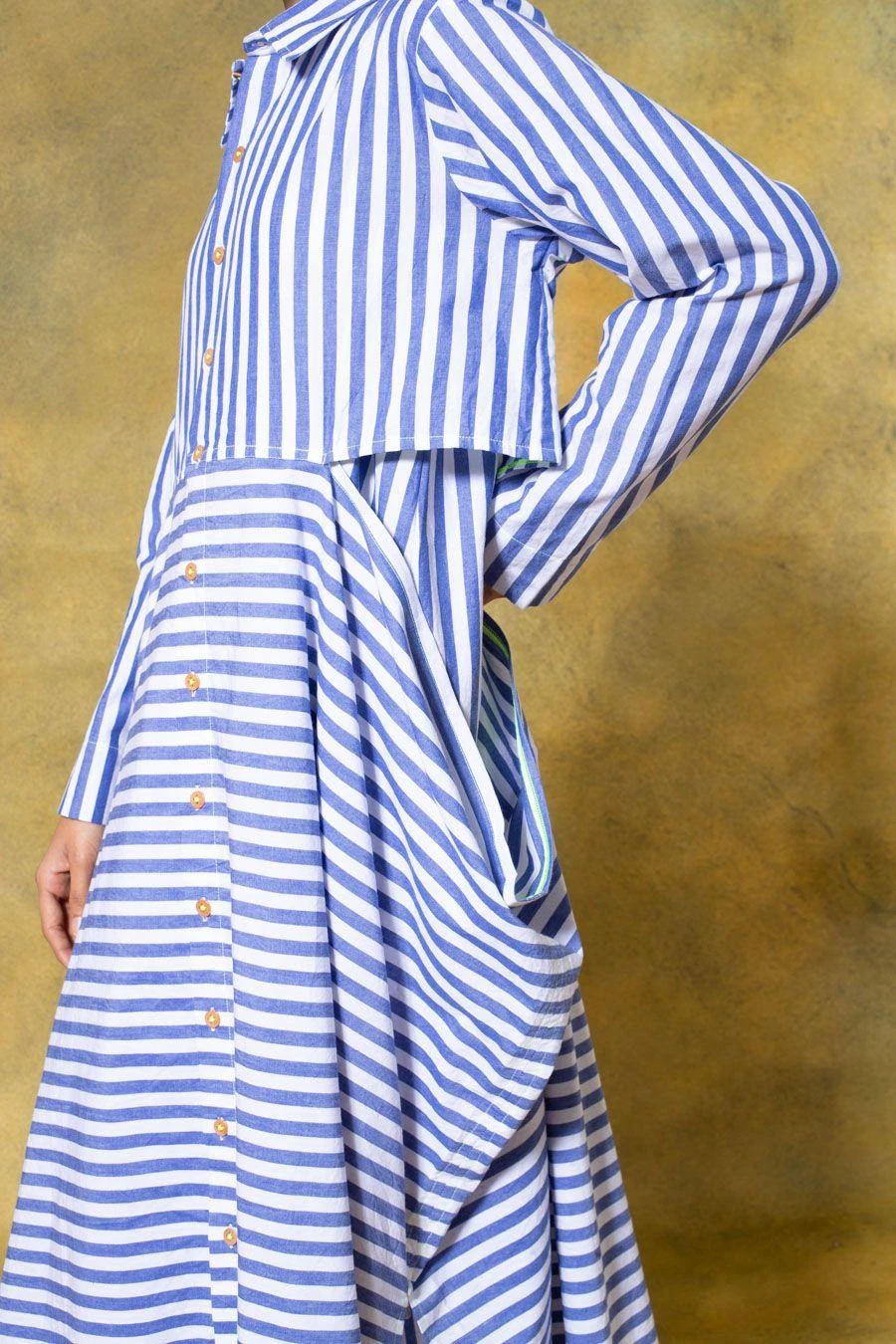 SavioJon Blue Striped Cutout Dress 6 SavioJon Blue Striped Cutout Dress - Image 4