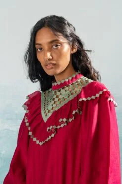 Ikai Persian Pink Cutwork Frill Dress 9 Ikai Persian Pink Cutwork Frill Dress -Echoo Clothing Shop 1411ik52 3