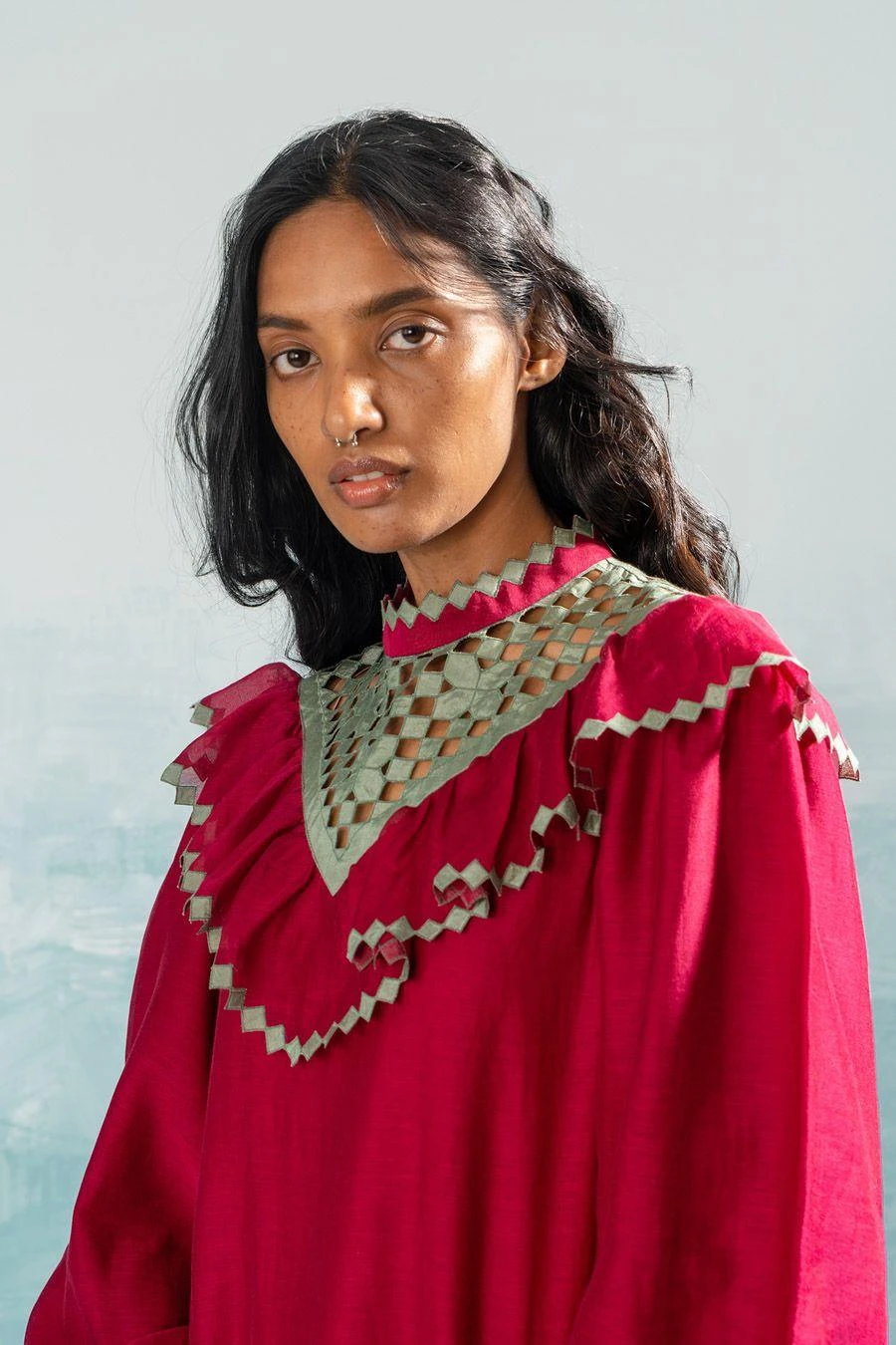 Ikai Persian Pink Cutwork Frill Dress 5 Ikai Persian Pink Cutwork Frill Dress - Image 3