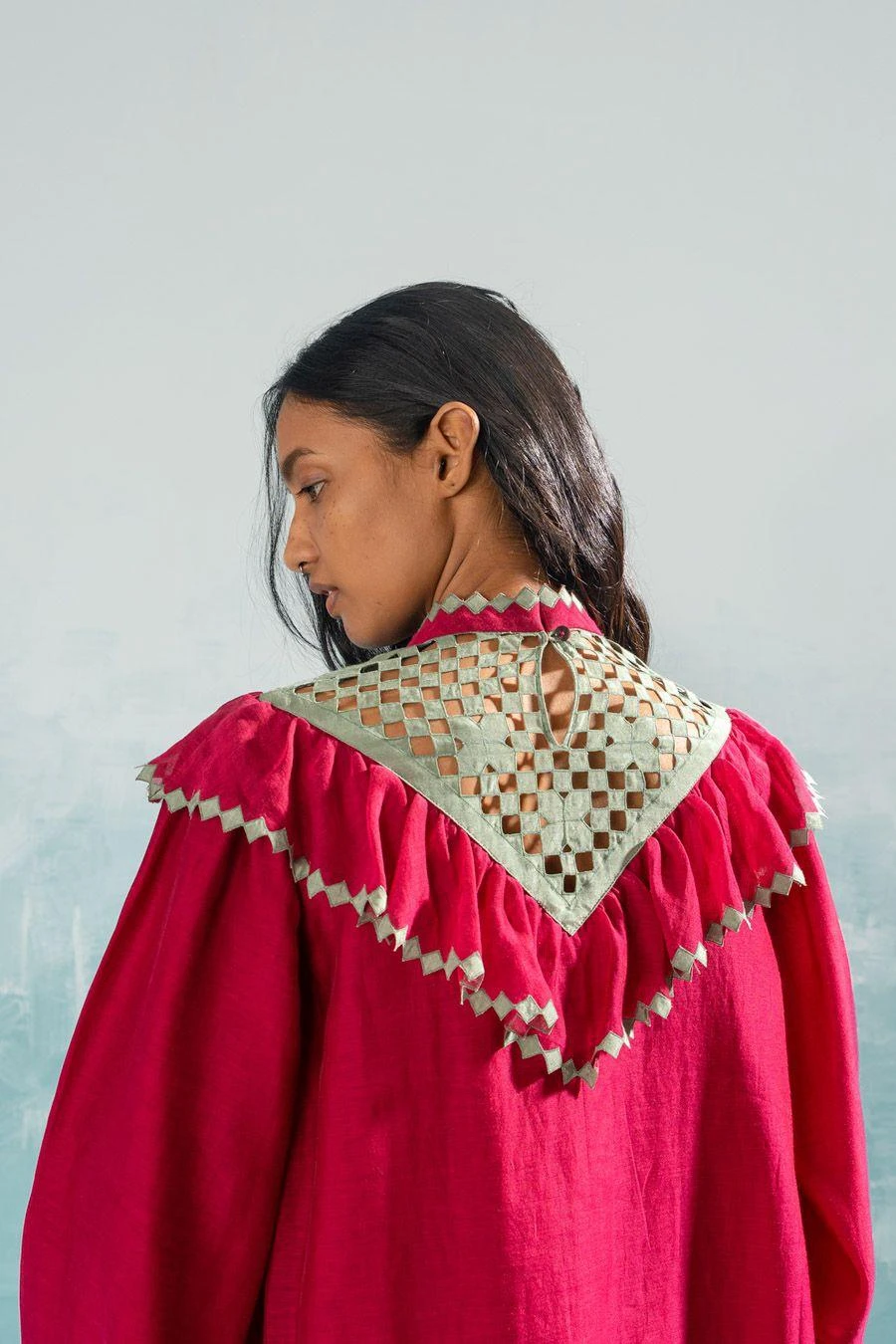 Ikai Persian Pink Cutwork Frill Dress 6 Ikai Persian Pink Cutwork Frill Dress - Image 4