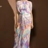 Abhishek Sharma Holographic Geometric Printed Draped Dress