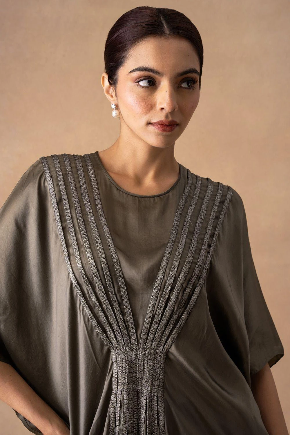 Inca Sleek Grey Corded Kaftan Dress 6 Inca Sleek Grey Corded Kaftan Dress - Image 4