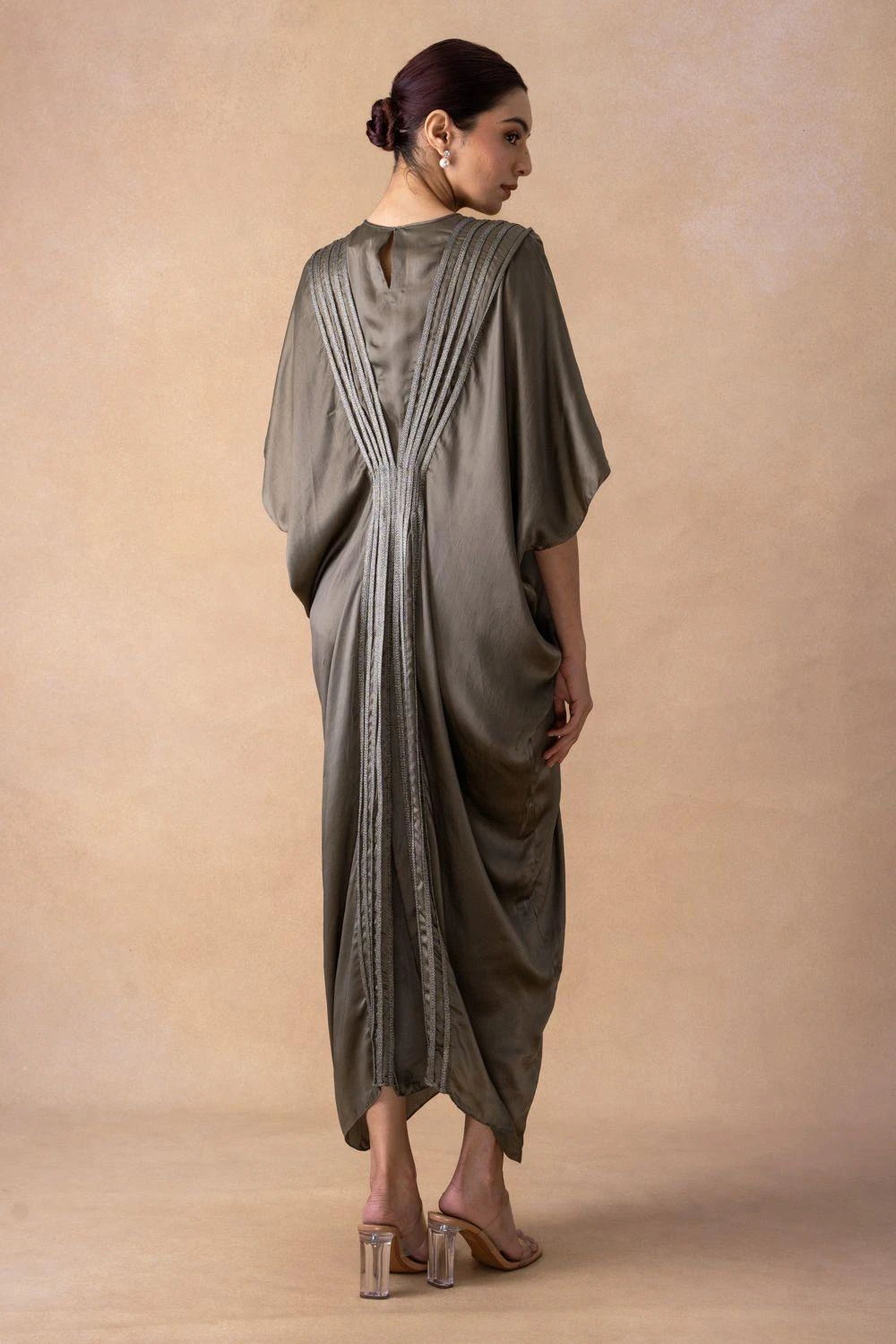Inca Sleek Grey Corded Kaftan Dress 7 Inca Sleek Grey Corded Kaftan Dress - Image 5