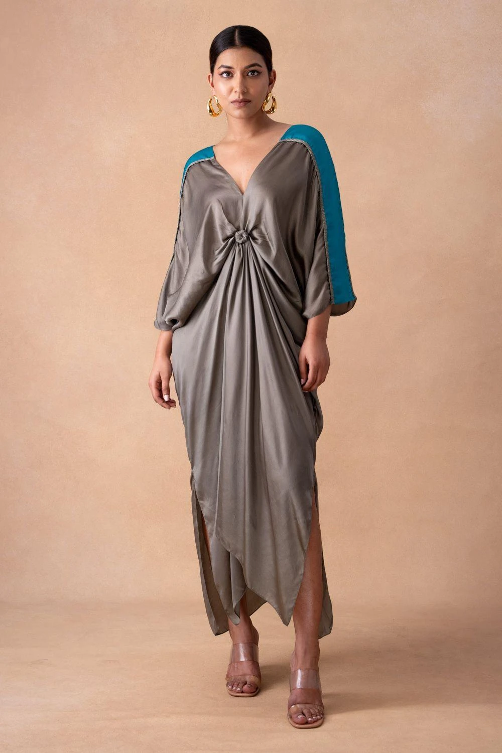 Inca Modern Grey-teal Knot Kaftan Dress 3 Inca Modern Grey-teal Knot Kaftan Dress