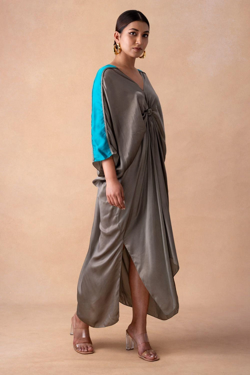 Inca Modern Grey-teal Knot Kaftan Dress 4 Inca Modern Grey-teal Knot Kaftan Dress - Image 2