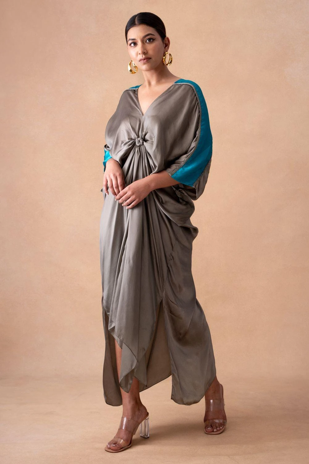 Inca Modern Grey-teal Knot Kaftan Dress 5 Inca Modern Grey-teal Knot Kaftan Dress - Image 3