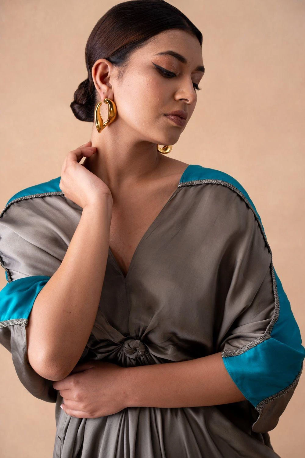 Inca Modern Grey-teal Knot Kaftan Dress 6 Inca Modern Grey-teal Knot Kaftan Dress - Image 4