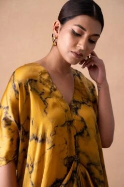 Inca Indian Yellow Marble Print Drape Dress -Echoo Clothing Shop 15124inca9 4