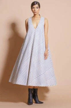 Stoique Blue Circular Colour Block Printed Dress