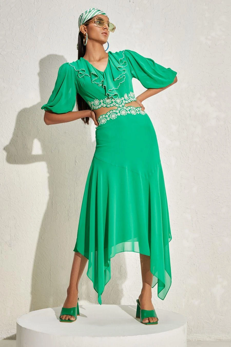 Namrata Joshipura Kelly Green Floral Cut-out Dress 3 Namrata Joshipura Kelly Green Floral Cut-out Dress