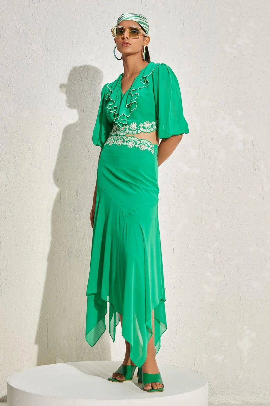 Namrata Joshipura Kelly Green Floral Cut-out Dress 4 Namrata Joshipura Kelly Green Floral Cut-out Dress - Image 2