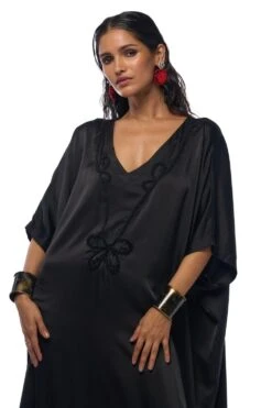 AK-OK By Anamika Khanna Matte Black Silk Kaftan Dress 10 AK-OK By Anamika Khanna Matte Black Silk Kaftan Dress -Echoo Clothing Shop 16124akok17 4