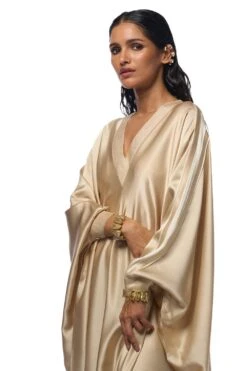 AK-OK By Anamika Khanna Earthy Beige Silk Kaftan Dress -Echoo Clothing Shop 16124akok2 4