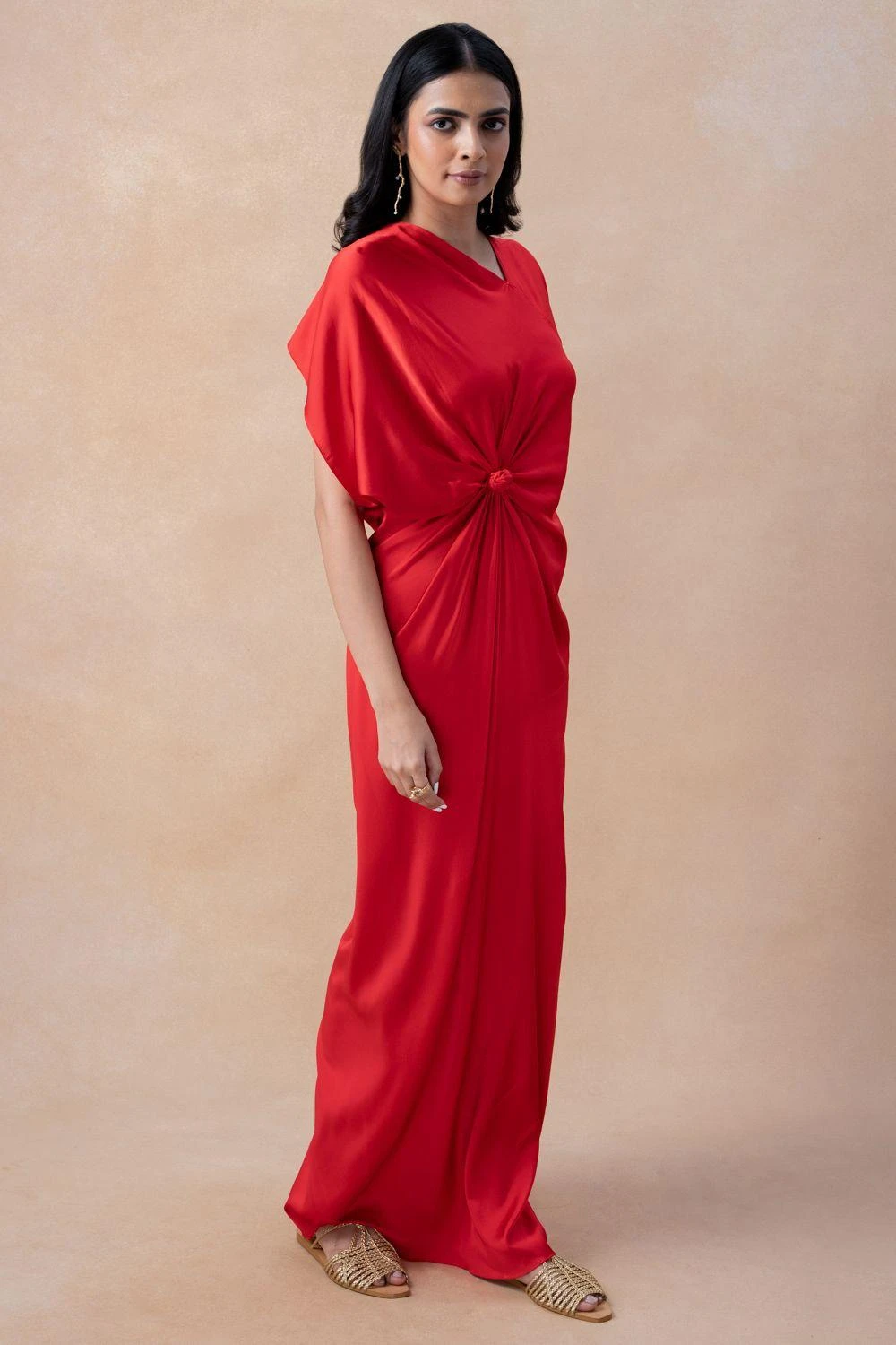 Stephany Red Draped Kaftan Dress 5 Stephany Red Draped Kaftan Dress - Image 3