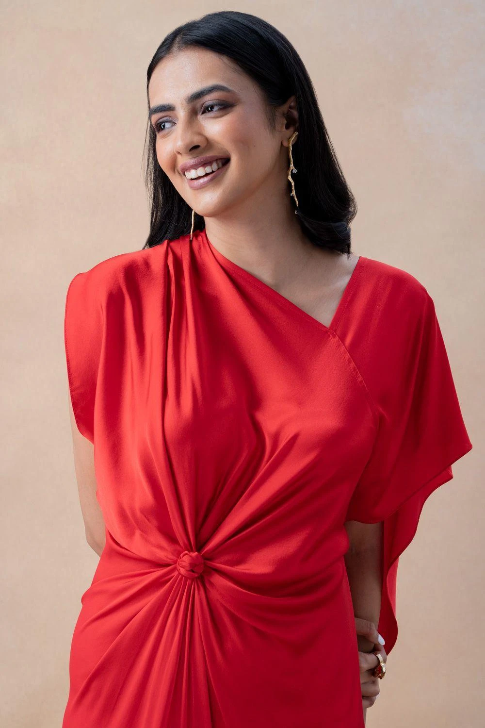 Stephany Red Draped Kaftan Dress 6 Stephany Red Draped Kaftan Dress - Image 4