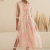 Arcvsh By Pallavi Singh Pink Petal Double Layered Dress