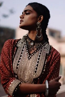 Avacara Maroon Handblock Printed Kaftan Dress 12 Avacara Maroon Handblock Printed Kaftan Dress -Echoo Clothing Shop 172ap13 5