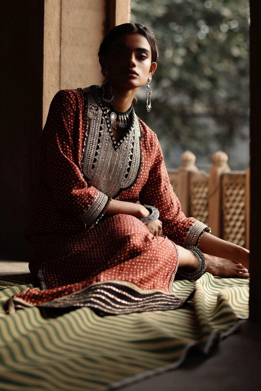 Avacara Maroon Handblock Printed Kaftan Dress 8 Avacara Maroon Handblock Printed Kaftan Dress - Image 6